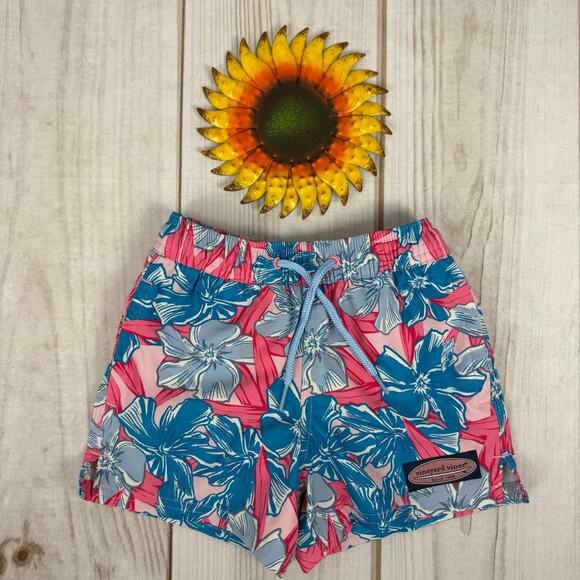 Vineyard Vines Toddler Boy Swim Trunks‎ Shorts Floral Pink Blue 2T - Picture 1 of 4